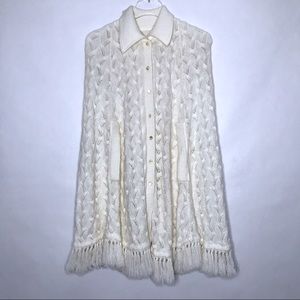 Cream Knit Sweater Cape